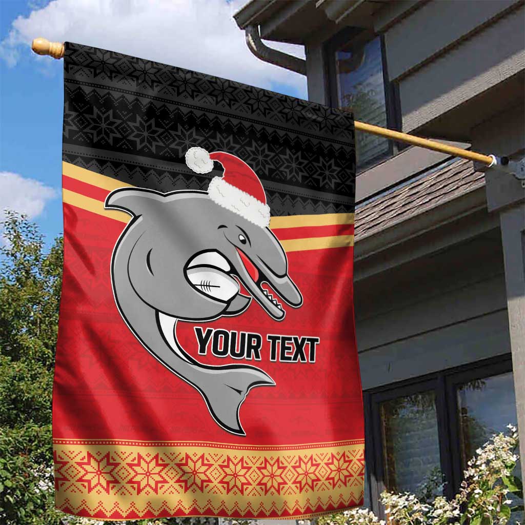 NRL Dolphins Mascot Christmas Personalised Garden Flag Black Style