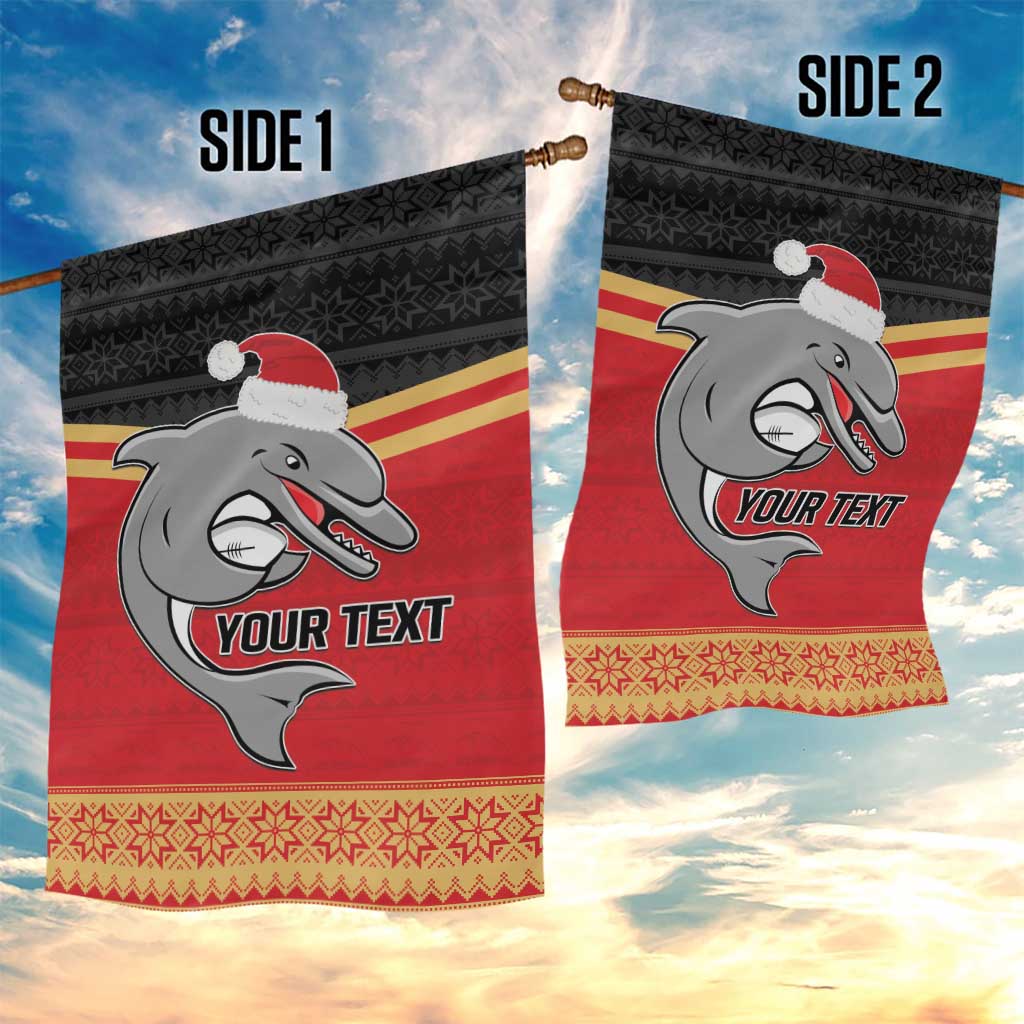NRL Dolphins Mascot Christmas Personalised Garden Flag Black Style
