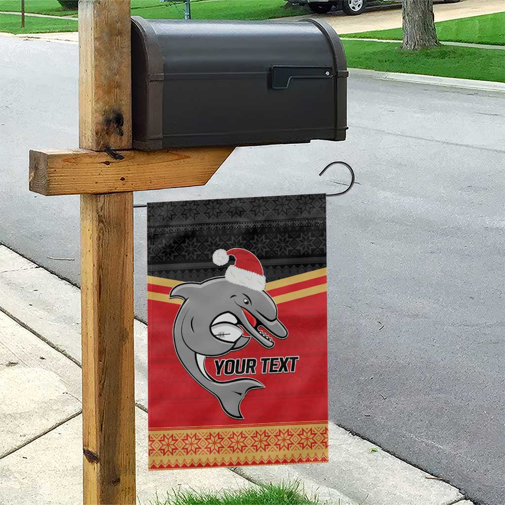 NRL Dolphins Mascot Christmas Personalised Garden Flag Black Style
