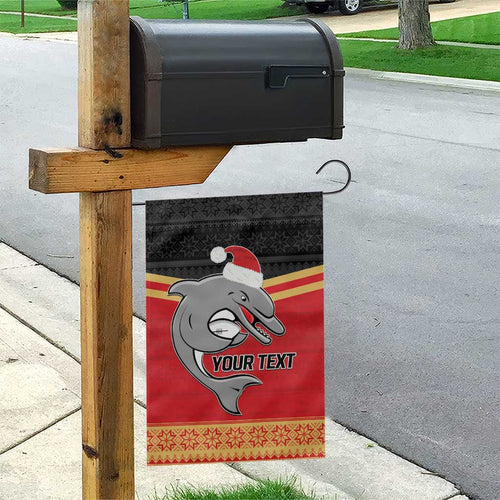 NRL Dolphins Mascot Christmas Personalised Garden Flag Black Style
