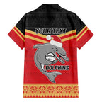 NRL Dolphins Mascot Christmas Personalised Hawaiian Shirt Black Style