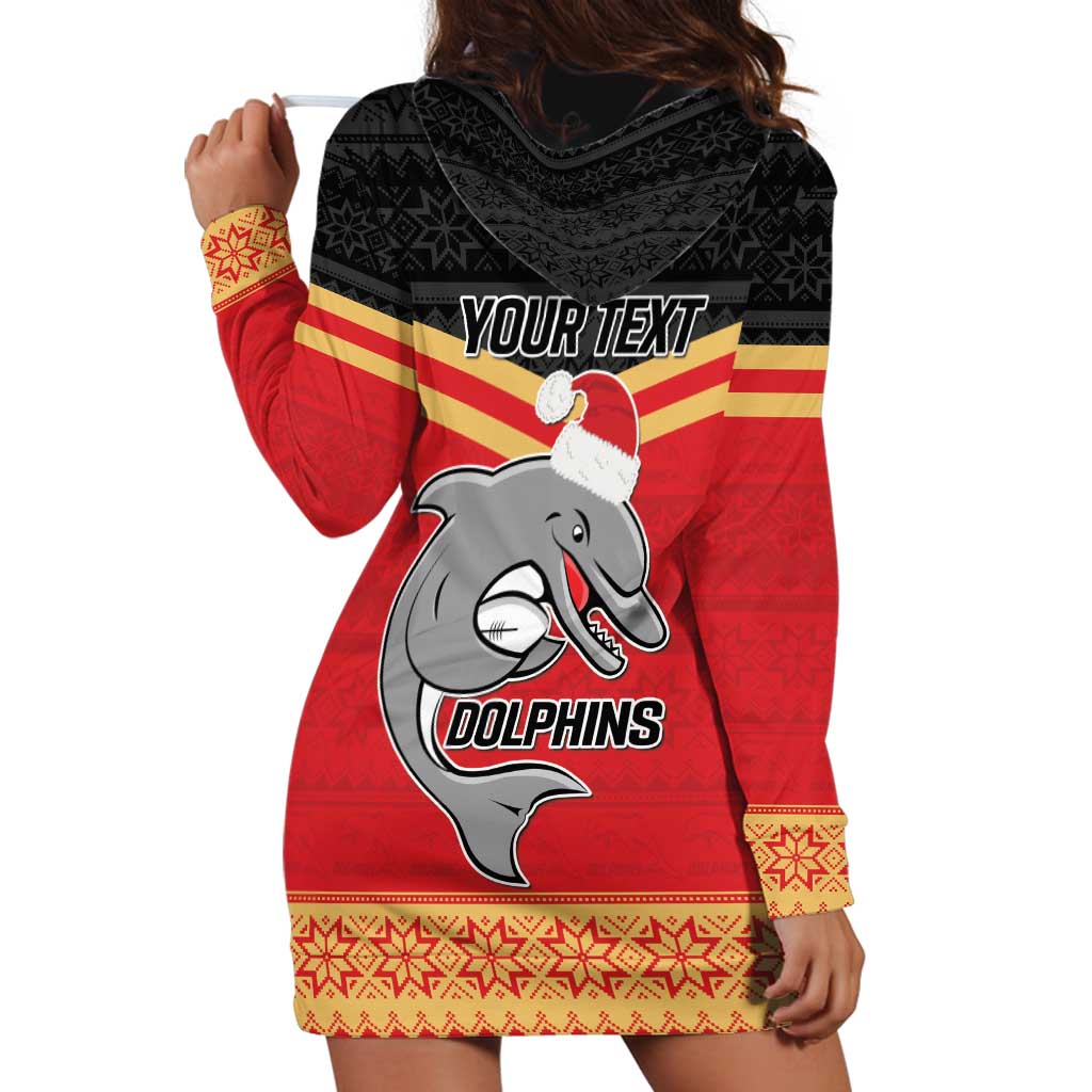 NRL Dolphins Mascot Christmas Personalised Hoodie Dress Black Style