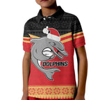 NRL Dolphins Mascot Christmas Personalised Kid Polo Shirt Black Style