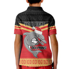NRL Dolphins Mascot Christmas Personalised Kid Polo Shirt Black Style