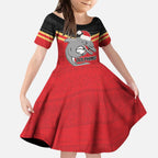 NRL Dolphins Mascot Christmas Personalised Kid Short Sleeve Dress Black Style