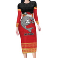 NRL Dolphins Mascot Christmas Personalised Long Sleeve Bodycon Dress Black Style