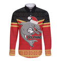 NRL Dolphins Mascot Christmas Personalised Long Sleeve Button Shirt Black Style
