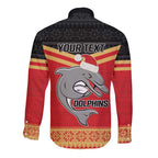 NRL Dolphins Mascot Christmas Personalised Long Sleeve Button Shirt Black Style