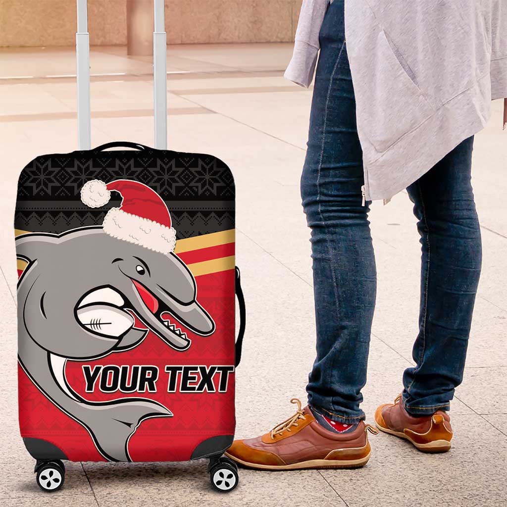 NRL Dolphins Mascot Christmas Personalised Luggage Cover Black Style