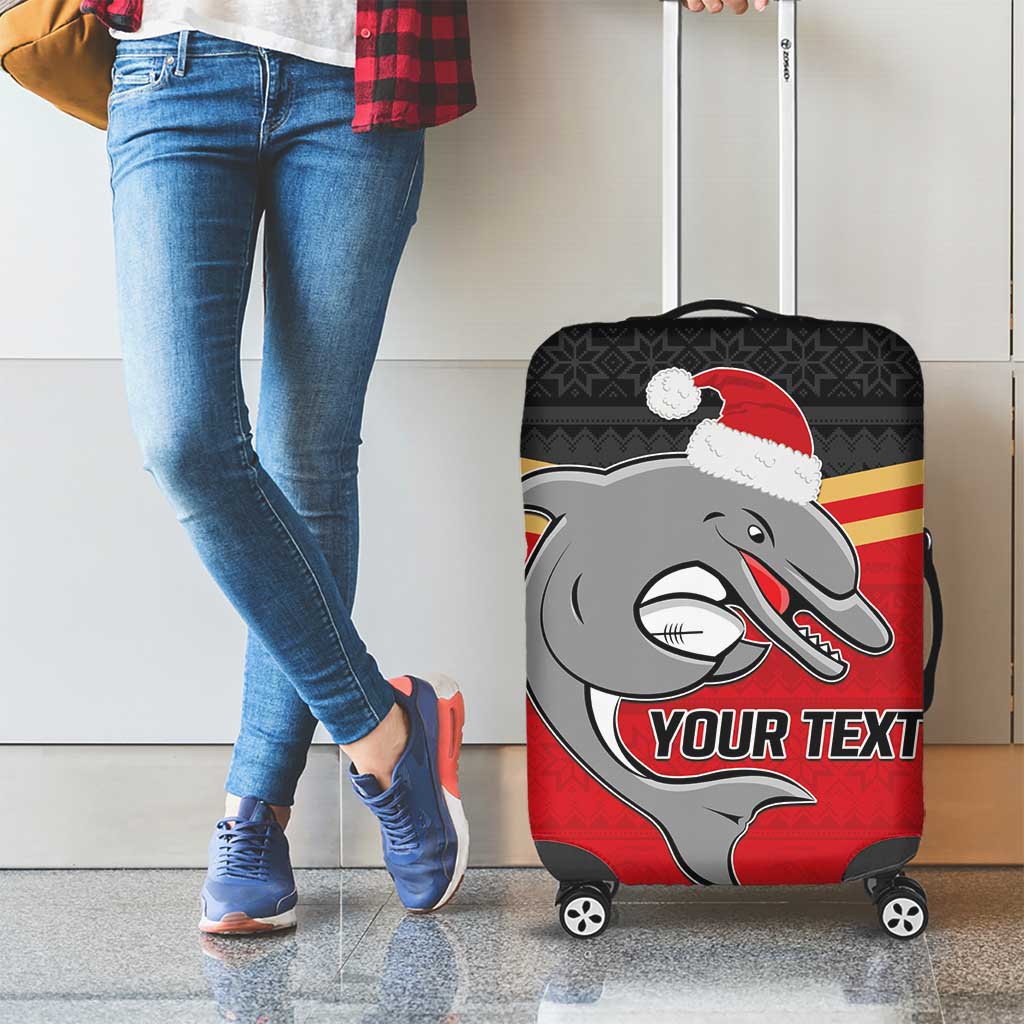 NRL Dolphins Mascot Christmas Personalised Luggage Cover Black Style