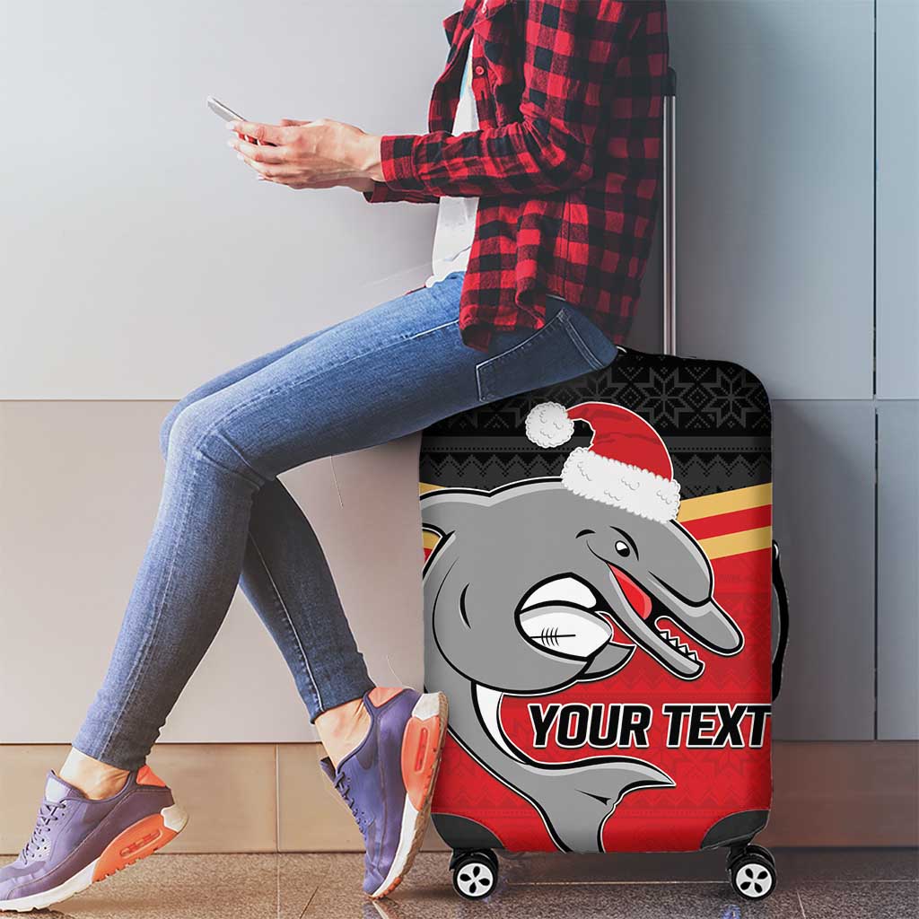 NRL Dolphins Mascot Christmas Personalised Luggage Cover Black Style