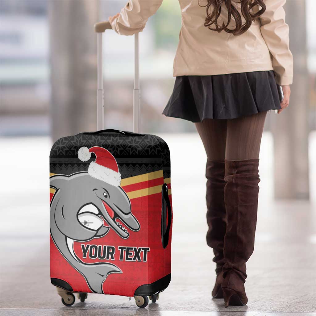 NRL Dolphins Mascot Christmas Personalised Luggage Cover Black Style