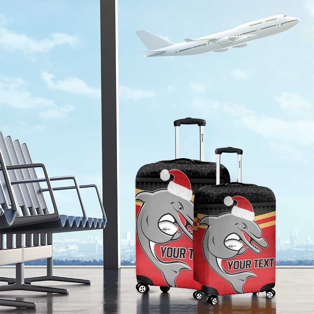 NRL Dolphins Mascot Christmas Personalised Luggage Cover Black Style