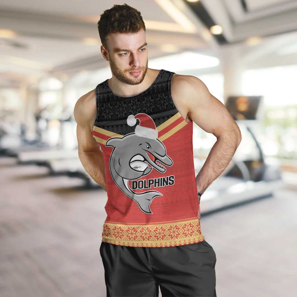 NRL Dolphins Mascot Christmas Personalised Men Tank Top Black Style