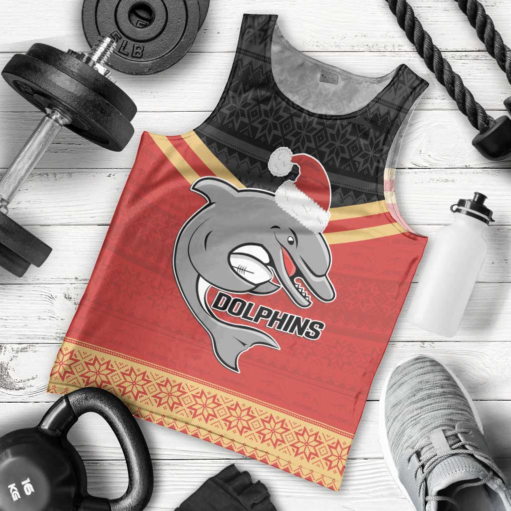 NRL Dolphins Mascot Christmas Personalised Men Tank Top Black Style