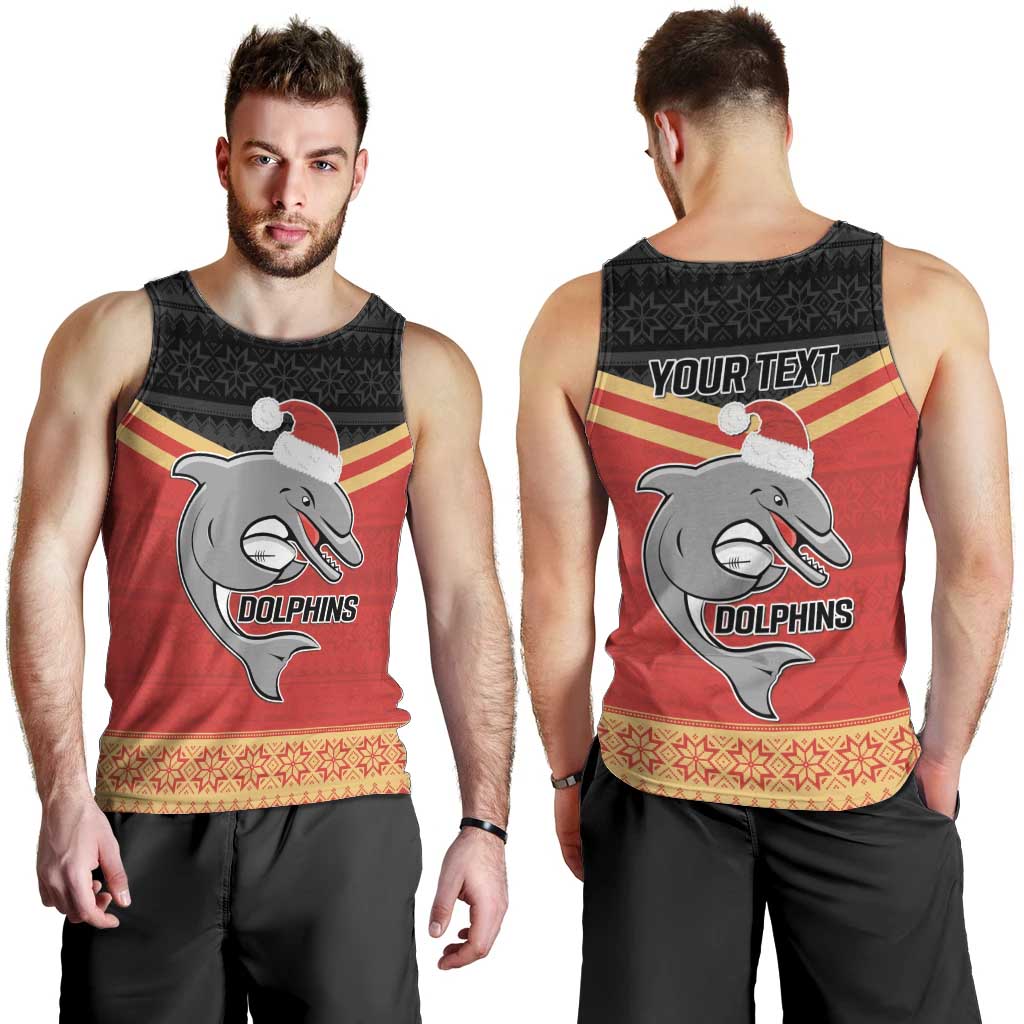 NRL Dolphins Mascot Christmas Personalised Men Tank Top Black Style