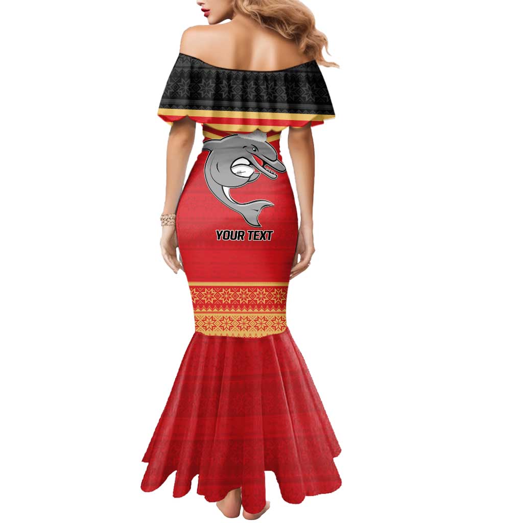 NRL Dolphins Mascot Christmas Personalised Mermaid Dress Black Style