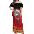 NRL Dolphins Mascot Christmas Personalised Off Shoulder Maxi Dress Black Style