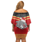 NRL Dolphins Mascot Christmas Personalised Off Shoulder Short Dress Black Style