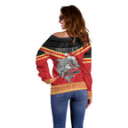 NRL Dolphins Mascot Christmas Personalised Off Shoulder Sweater Black Style