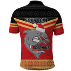 NRL Dolphins Mascot Christmas Personalised Polo Shirt Black Style
