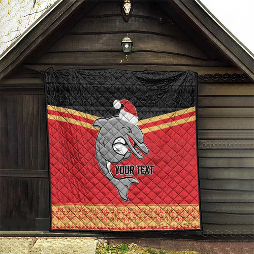 NRL Dolphins Mascot Christmas Personalised Quilt Black Style