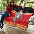 NRL Dolphins Mascot Christmas Personalised Quilt Black Style
