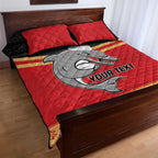 NRL Dolphins Mascot Christmas Personalised Quilt Bed Set Black Style