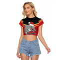 NRL Dolphins Mascot Christmas Personalised Raglan Cropped T Shirt Black Style
