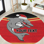 NRL Dolphins Mascot Christmas Personalised Round Carpet Black Style