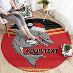 NRL Dolphins Mascot Christmas Personalised Round Carpet Black Style