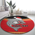 NRL Dolphins Mascot Christmas Personalised Round Carpet Black Style