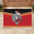 NRL Dolphins Mascot Christmas Personalised Rubber Doormat Black Style