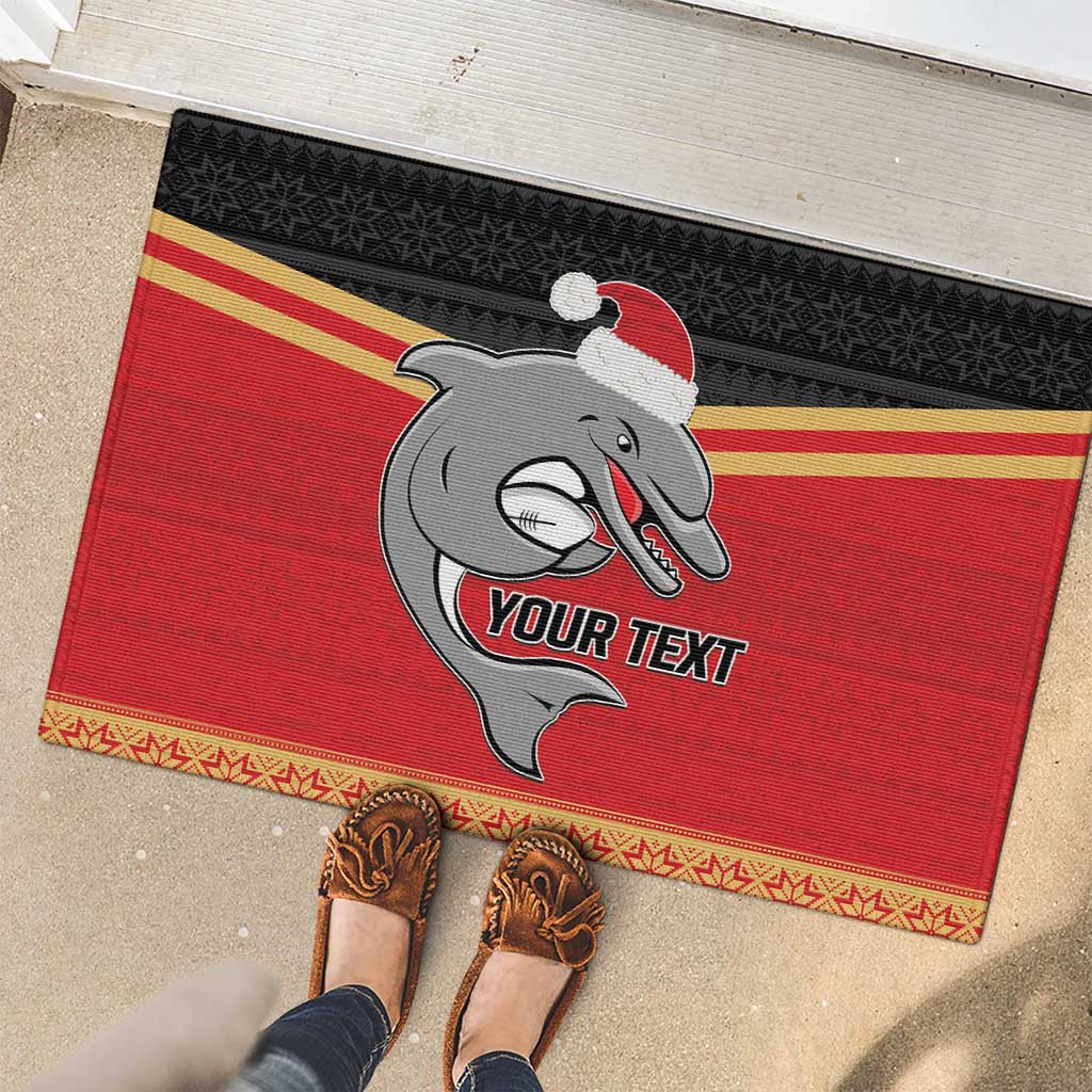 NRL Dolphins Mascot Christmas Personalised Rubber Doormat Black Style