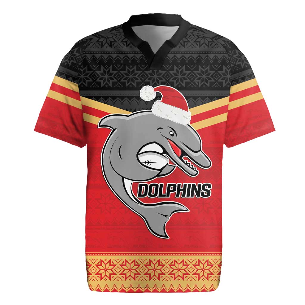 NRL Dolphins Mascot Christmas Personalised Rugby Jersey Black Style