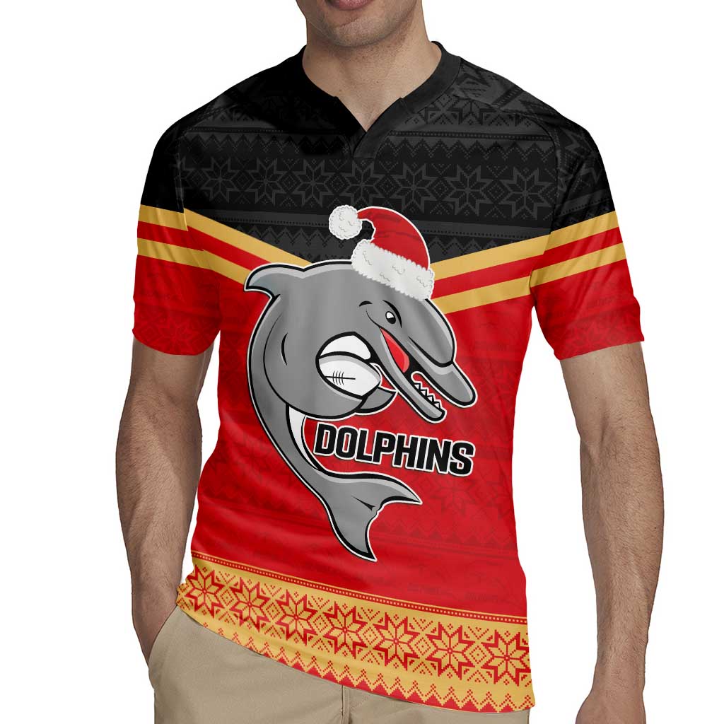 NRL Dolphins Mascot Christmas Personalised Rugby Jersey Black Style