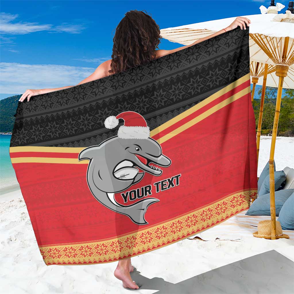 NRL Dolphins Mascot Christmas Personalised Sarong Black Style