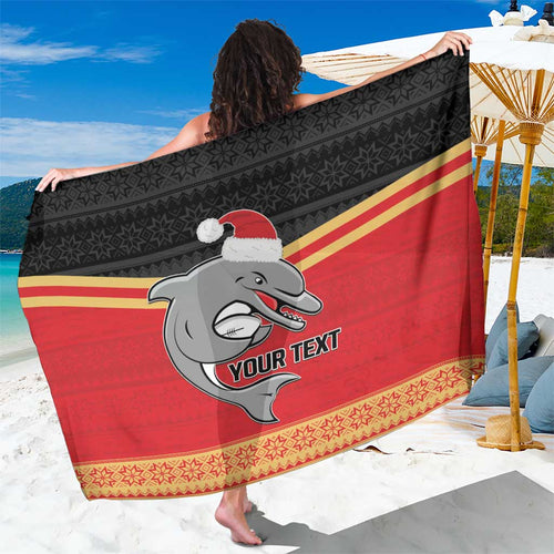 NRL Dolphins Mascot Christmas Personalised Sarong Black Style