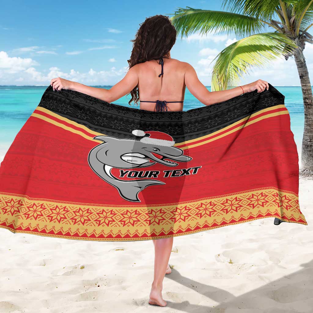 NRL Dolphins Mascot Christmas Personalised Sarong Black Style