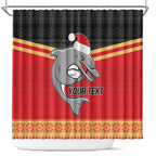 NRL Dolphins Mascot Christmas Personalised Shower Curtain Black Style