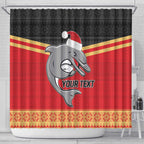NRL Dolphins Mascot Christmas Personalised Shower Curtain Black Style