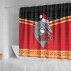 NRL Dolphins Mascot Christmas Personalised Shower Curtain Black Style