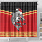 NRL Dolphins Mascot Christmas Personalised Shower Curtain Black Style