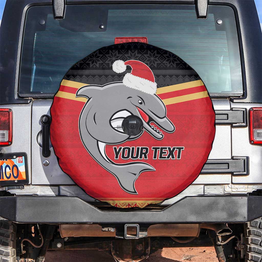 NRL Dolphins Mascot Christmas Personalised Spare Tire Cover Black Style