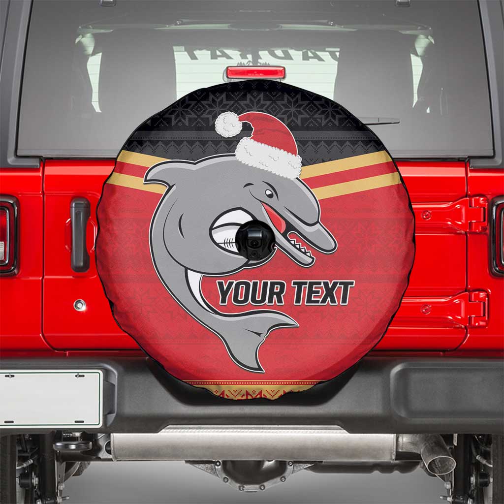 NRL Dolphins Mascot Christmas Personalised Spare Tire Cover Black Style