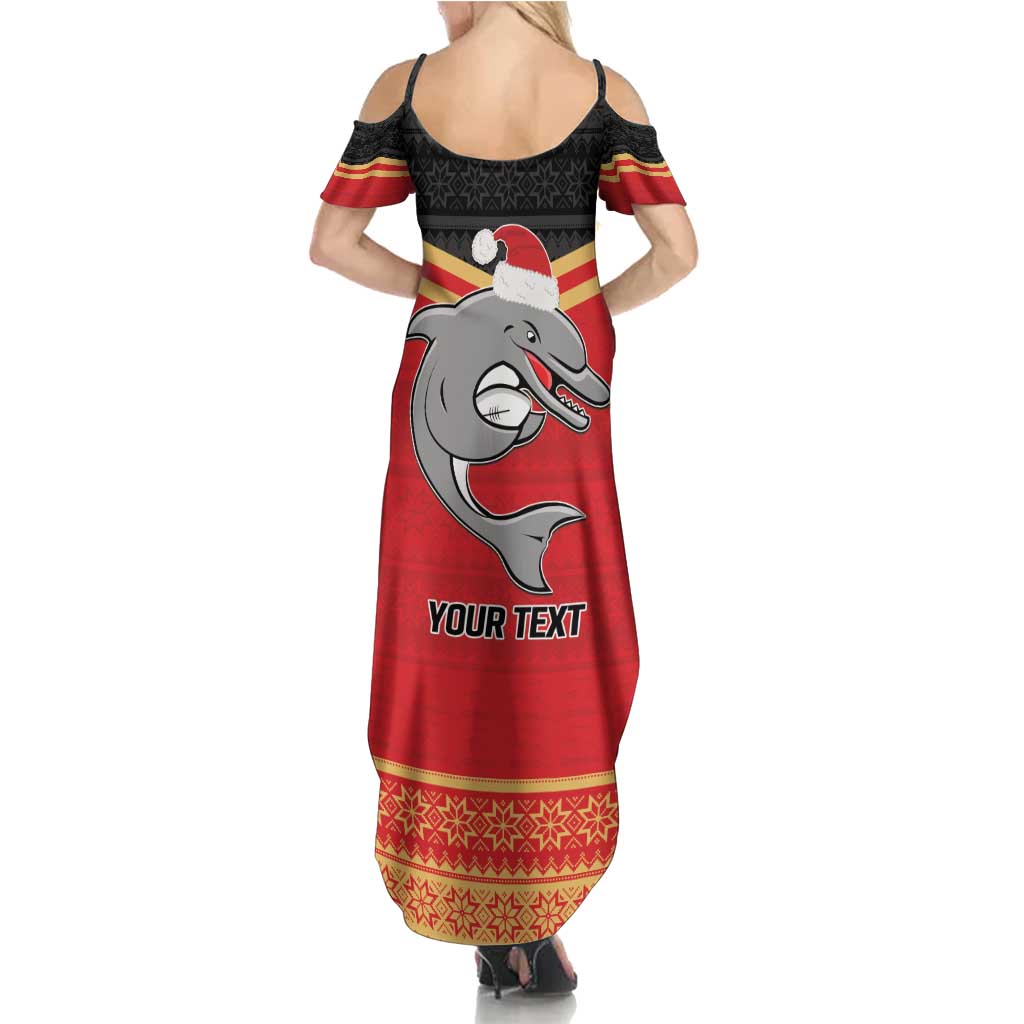 NRL Dolphins Mascot Christmas Personalised Summer Maxi Dress Black Style