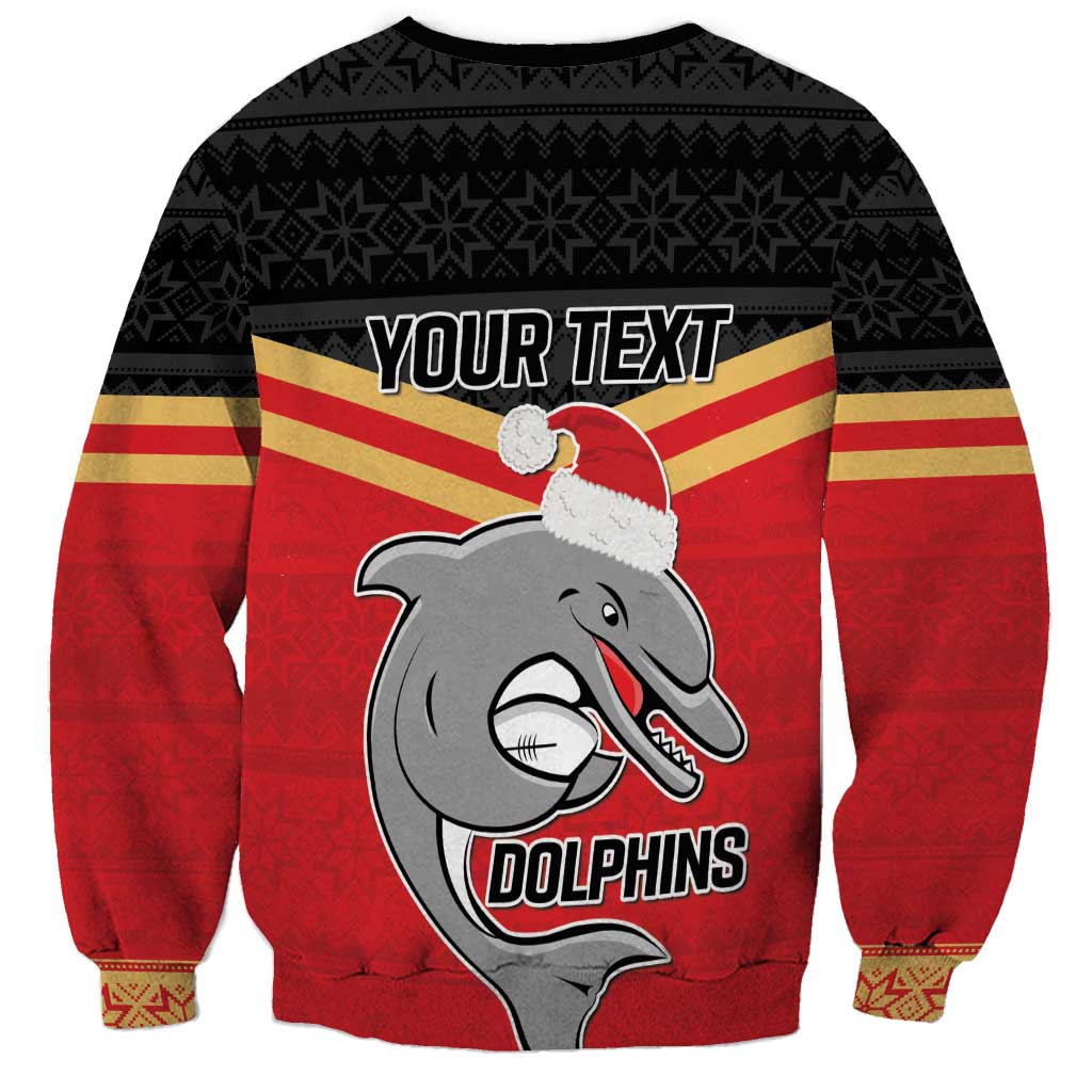 NRL Dolphins Mascot Christmas Personalised Sweatshirt Black Style