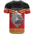 NRL Dolphins Mascot Christmas Personalised T Shirt Black Style