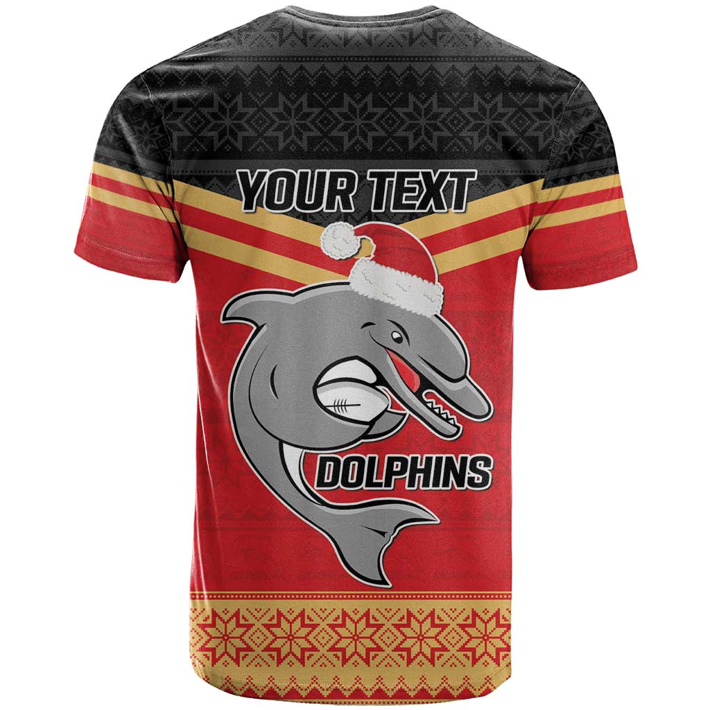 NRL Dolphins Mascot Christmas Personalised T Shirt Black Style