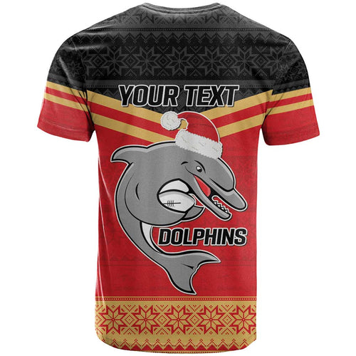 NRL Dolphins Mascot Christmas Personalised T Shirt Black Style